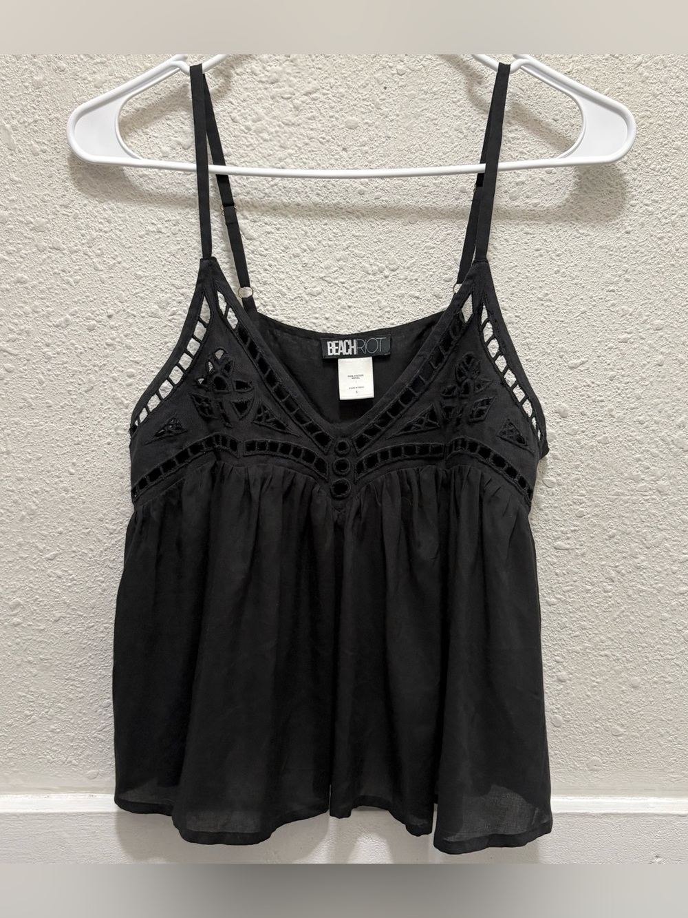 Beach Riot Black Eyelet Lace Tank Top Size Small